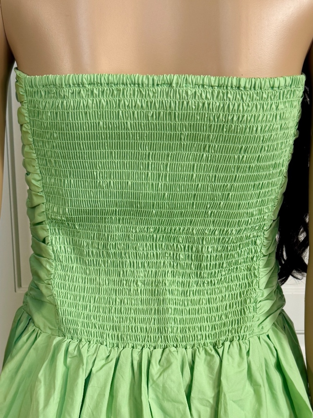 MINT COLORED STRAPLESS DROP WAIST BUBBLE HEM MINI DRESS WITH POCKETS - NWT - Picture 11 of 15